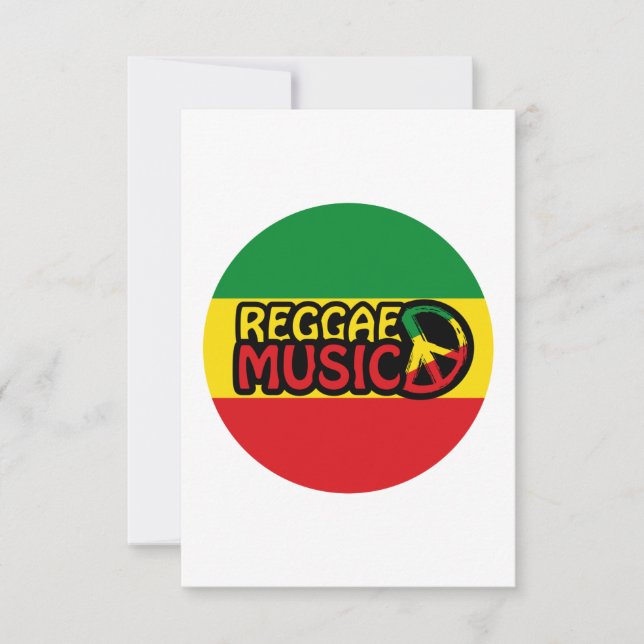 Cartão Reggae Music, reggae art com símbolo de paz (Frente)