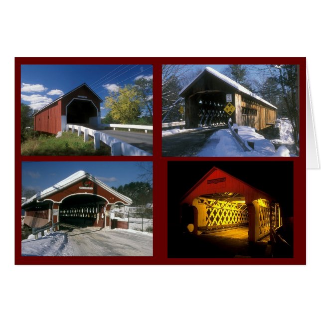 Cartão Região de Monadnock, Pontes Cobertas, Nova Hampshi (Frente Horizontal)