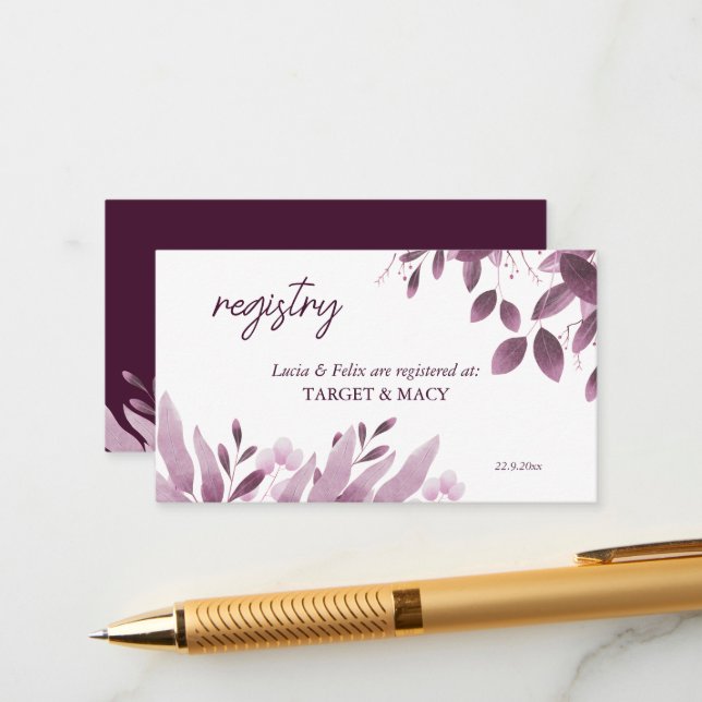 Cartão Registrado Burgundy Big Leaves (Frente/Verso In Situ)