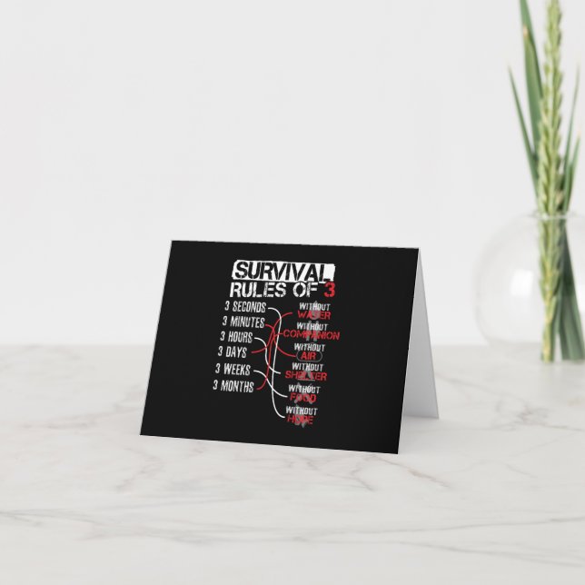 Cartão Regras de Sobrevivência de Três - Teste de Naturez (Frente)