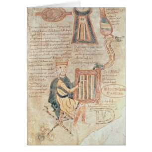 Cartão Rei David que joga um saltério de um psalter