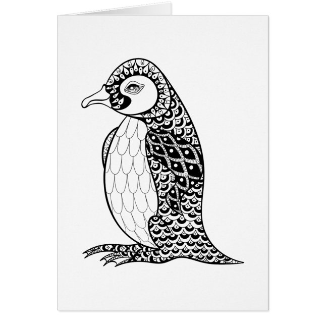 Cartão Rei pinguim artístico Zendoodle (Frente)