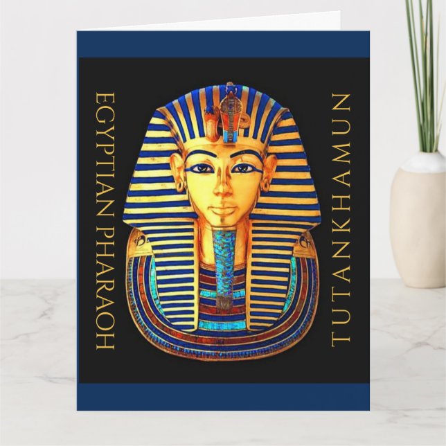 Cartão Rei Tutankhamun, Máscara Dourada, Faraó Egípcio (Frente)