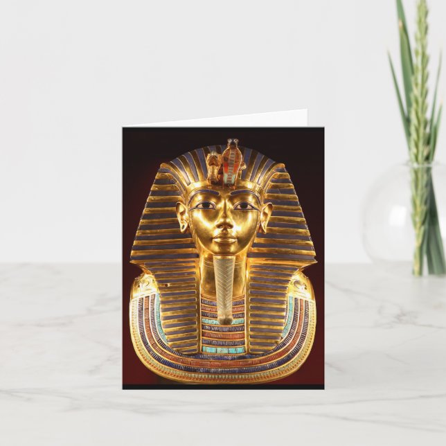 Cartão Rei Tutankhamun, Máscara Dourada, Faraó Egípcio (Frente)