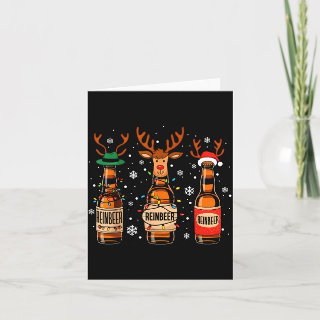 Cartão Reinbeers Funny Reindeer Beer Christmas Drinking X (Frente)