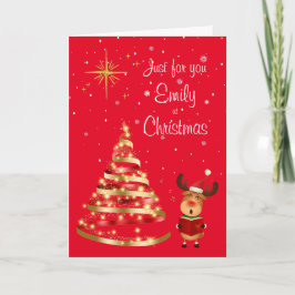 Cartão Reindeer Christmas Carol Singer