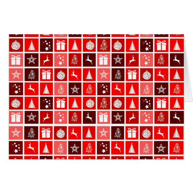 Cartão Reindeer de Árvore Fresca de Natal Vermelho (Frente Horizontal)