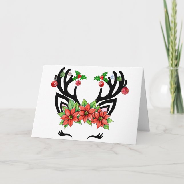 Cartão Reindeer de Natal (Frente)