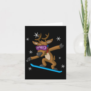 Cartão Reindeer de Natal Snowboarder Snowboard Snowbo