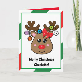 Cartão Reindeer de picleball de Natal dobrado