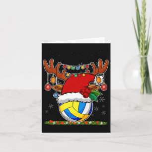 Cartão Reindeer de Voleibol de Natal & Santa Hat Xmas