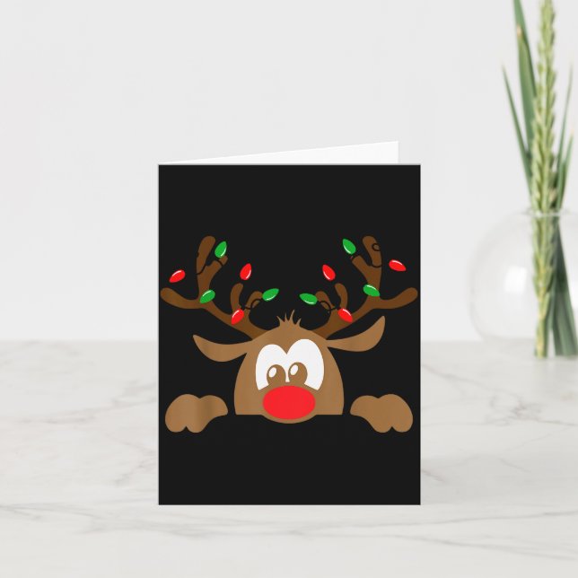 Cartão Reindeer Face Matching Family Christmas Deer Girl  (Frente)