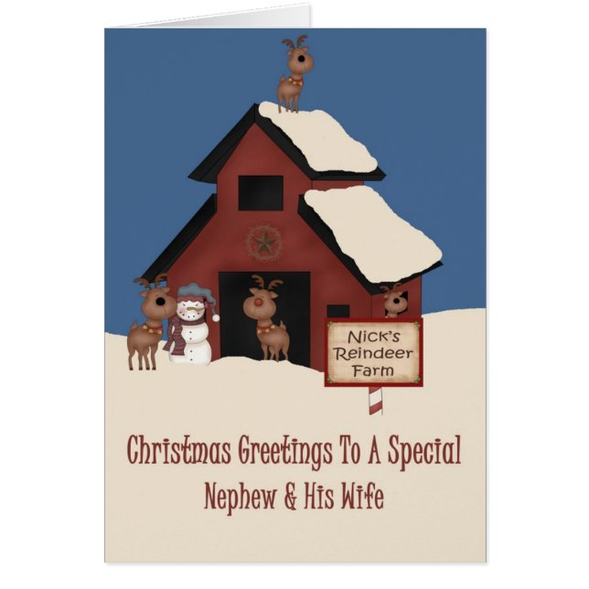 Cartão Reindeer Fazenda Sobrinho e Natal da Esposa (Frente)