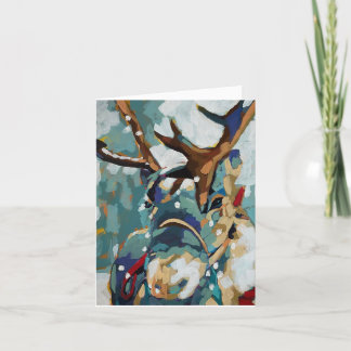 Cartão Reindeer Original Painting Holiday Card