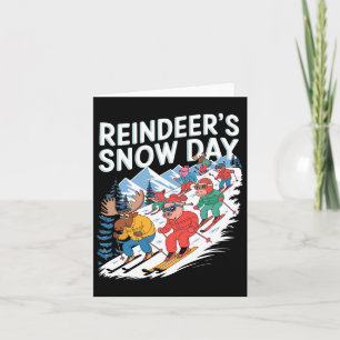Cartão Reindeer Snow Day Animais de Pequim para inverno