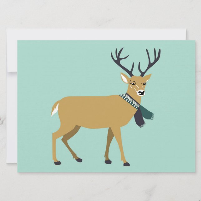 Cartão Reindeer Vestindo um escarpa de inverno (animal de (Frente)