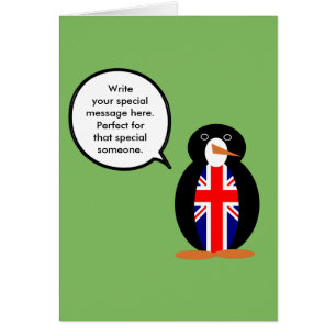 Cartão Reino Unido Falando Sra. Pinguim
