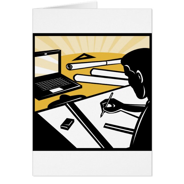 Cartão relator arquitectónico no arquiteto de esboço do (Frente)