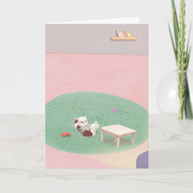 Cartão Relaxando Kitten na Sala de Vida (Frente)