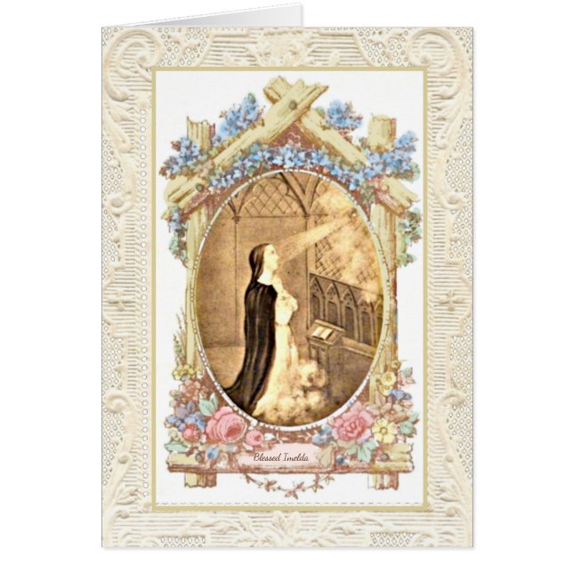 Cartão Religiosa Abençoada Imelda Lambertini Prayer (Frente)