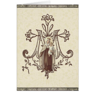 Cartão Religiosa da Virgem Católica Mary Monte Carmel