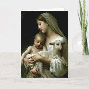 Cartão Religiosa Virgem Maria Jesus Cordeiro