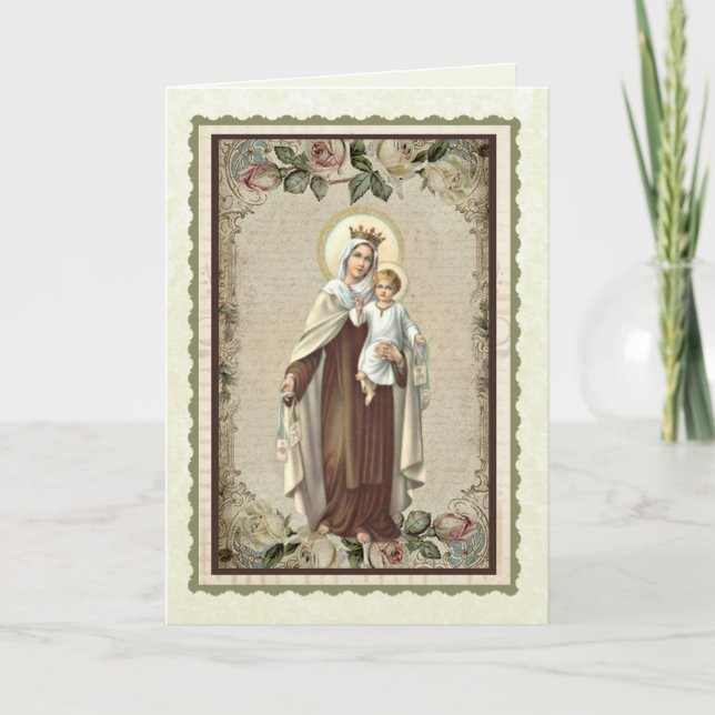 Cartão Religious Blessed Mother Mary Our Lady Mt. Carmel (Frente)
