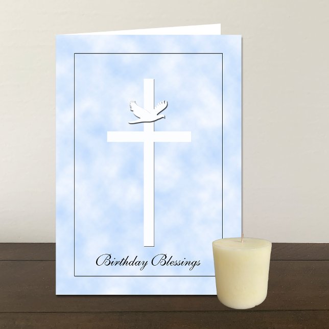 Cartão Religious Brithday Card  - Cross & Dove (Criador carregado)