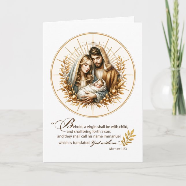 Cartão Religious Christmas Scripture Golden Light Circle (Frente)