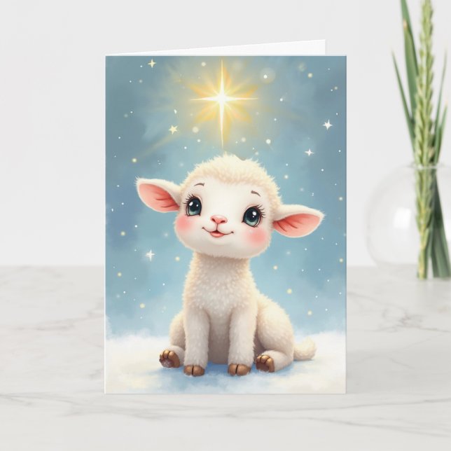 Cartão Religious Christmas The Lion and the Lamb and Star (Frente)