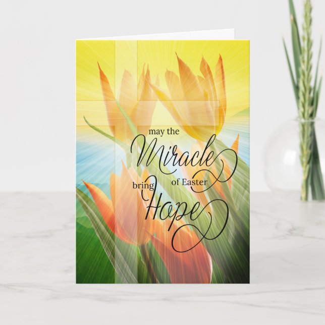 Cartão Religious Easter Tulips and Cross Bring Hope (Frente)
