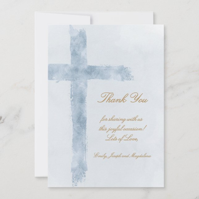 Cartão religious event blue cross thank you Card (Frente)