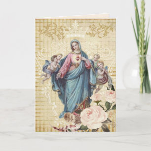 Cartão Religious Mothers Day Blessed Virgin Mary Angels