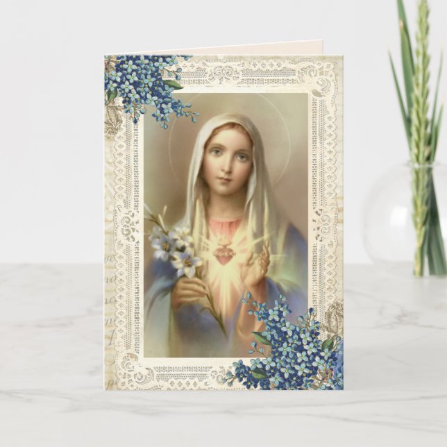 Cartão Religious Mothers Day Blessed Virgin Mary Floral (Frente)