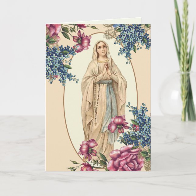 Cartão Religious Mothers Day Blessed Virgin Mary Vintage (Frente)