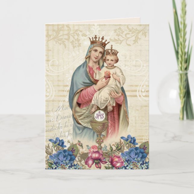 Cartão Religious Mothers Day Virgin Mary Jesus Eucharist (Frente)