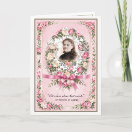 Cartão Religious St. Therese Vintage Pink Roses Prayer