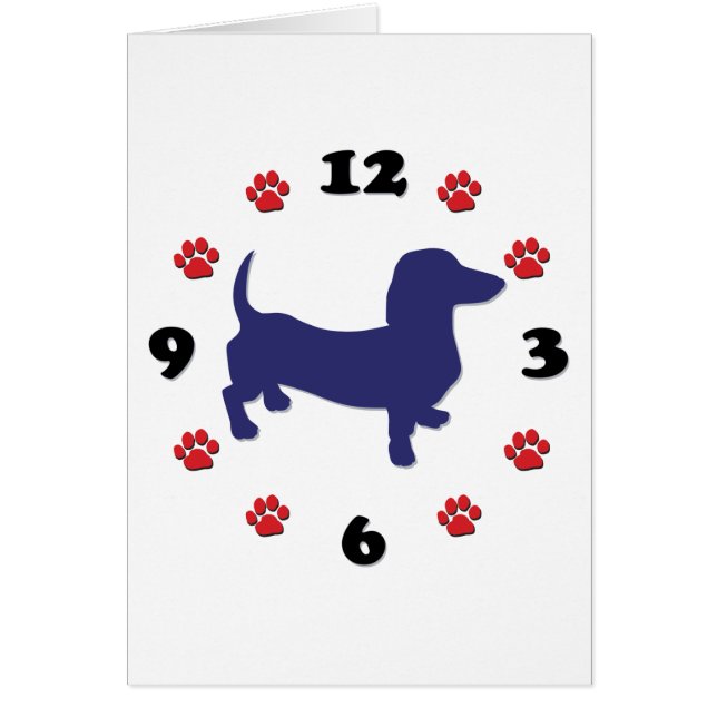 Cartão Relógio Dachshund Doxie (Frente)