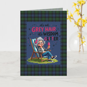 Cartão Relógio Preto Antigo Tartan Escocês Humorístico