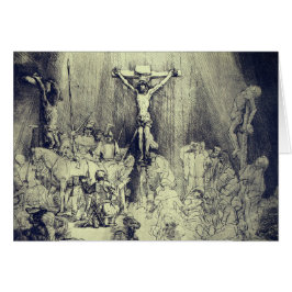 Cartão Rembrandt 1653 detalhe Três Cruzes