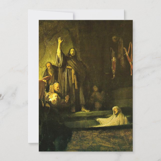 Cartão Rembrandt - O Levantamento de Lázaro (Frente)