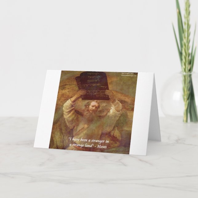 Cartão Rembrandt's Moses & Biblical Quote (Frente)