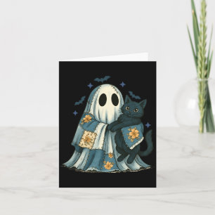 Cartão Remendo Fantasma Colcha de Retalhos Halloween Gato
