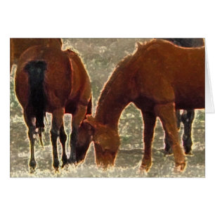 Cartão Remuda Herd Grazes - Cavalos de Vaca Ranhura - Vaz