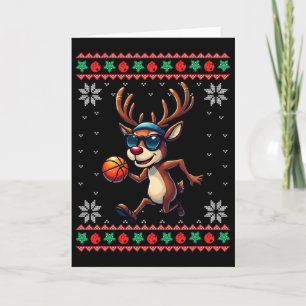 Cartão Rena Brincando Sketll Natal Feio Natal Crianças