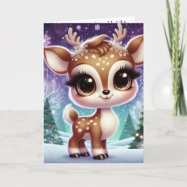 Cartão Rena de Bebê Brilho de Floco de Neve