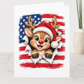 Cartão Rena de Natal Americana
