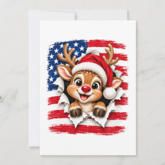 Cartão Rena de Natal Americana