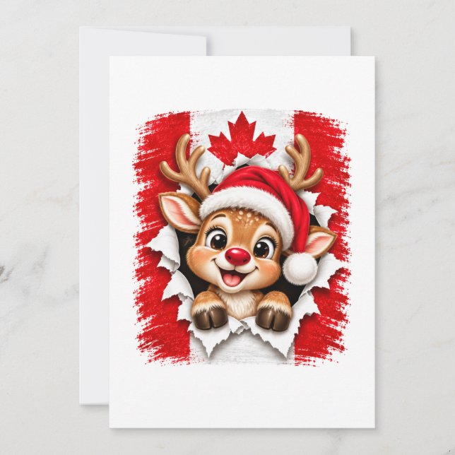 Cartão Rena de Natal Canadense (Frente)