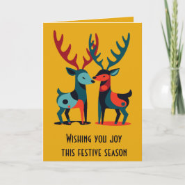 Cartão Rena de Natal Kitschy Modernidade de Meados do Séc